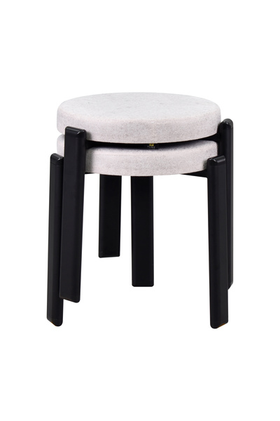 VİLİNZE Teras Siyah Metal Ayak İstiflenebilir Mutfak-Balkon Taburesi (2 Adet)