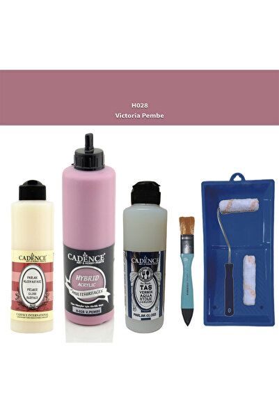 Cadence Banyo Mutfak Boyası-Cadence Multi H-028 V. Pembe 500Ml Pya 250Ml Taş Vernik Parlak 250Ml Saten Rulo