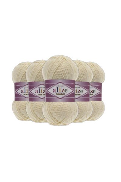 Alize Βαμβακερό χρυσό νήμα πλεξίματος χειρός 5 Pack Cream 01