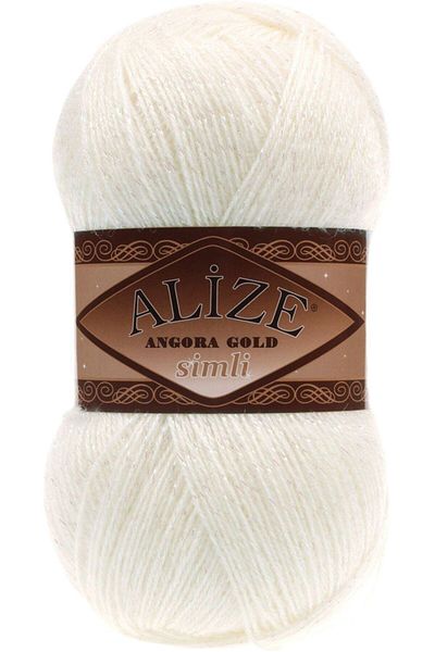 Alize (5 τεμάχια) Angora Gold Glitter Light Cream 62 Πλεκτά Κλωστές Γιλέκο Ζακέτα Κλωστή Πανί Πουλόβερ
