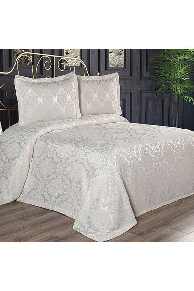 Solinas Collection Cuvertură de pat dublă din chenille piqué Dirhem Cream