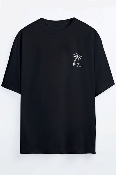 Harmandar Tricou oversize unisex cu imprimeu cu palmieri