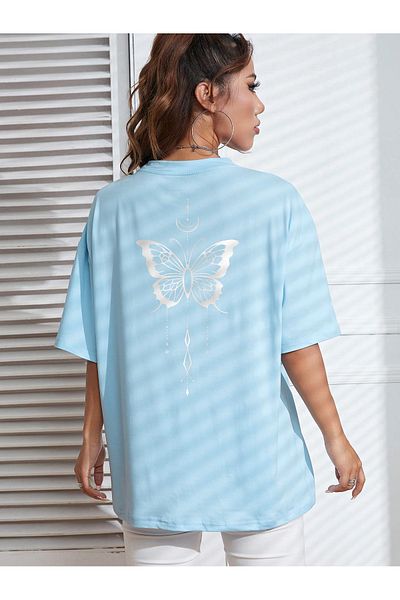 DAXİS Sportwear Company WOMEN'S BACK BUTTERFLY PRINTED T-SHIRT DAXIS Sportwear Company
