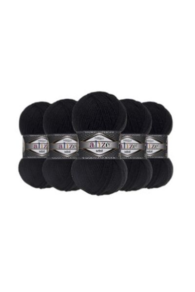 Alize 5 Pieces Superlana Midi Black 60 Hand Knitting Thread Vest Cardigan Thread Scarf Beanie Sweater Thread