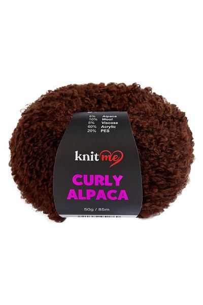 knitme 5 τμχ Μαλακό βελούδινο σχοινί με μπούκλες από μαλλί αλπακά με σγουρή υφή KC17 καφέ