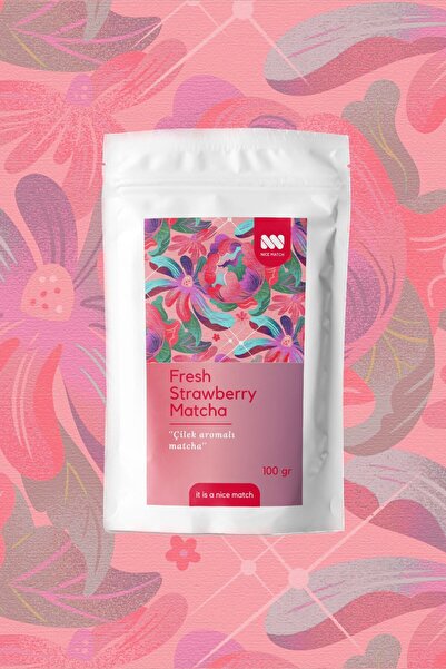 Nice Match Fresh Strawberry Matcha - Çilek Aromalı Matcha 100 gr