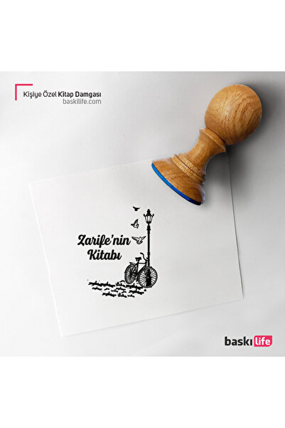 Baskı Life Bisiklet Lamba Kişiye Özel Kitap Damgası Kitap Mührü Kaşe Kitap Mü...