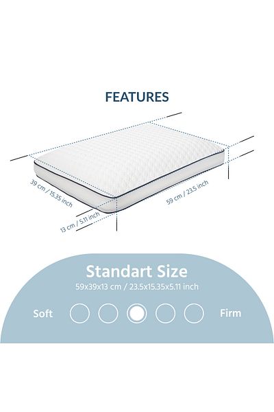home sense 12 cm hohes Memory-Kissen, atmungsaktives orthopädisches Kissen, maschinenwaschbar