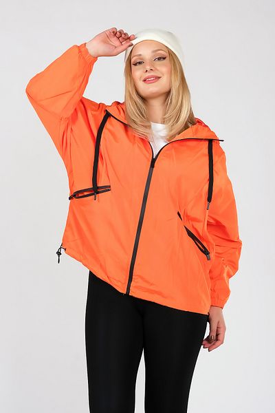 Giyim Dünyası Women's Parachute Fabric Hooded Raincoat Orange