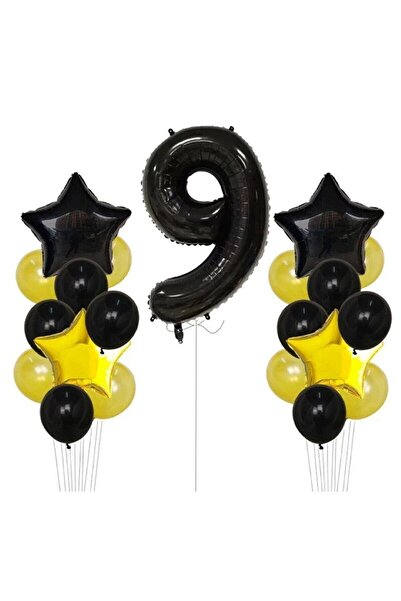 Generic Brand Star Yellow Gold Foil Balloon Number Set Birthday Ornament Age 9