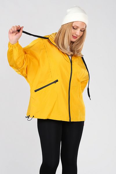 Giyim Dünyası Women's Parachute Fabric Hooded Raincoat Yellow