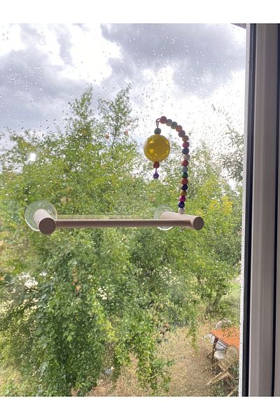 ADAPATİ PET Glass Perch with Bird Toy (TOP COLOR SHIPS FROM STOCK CASE)