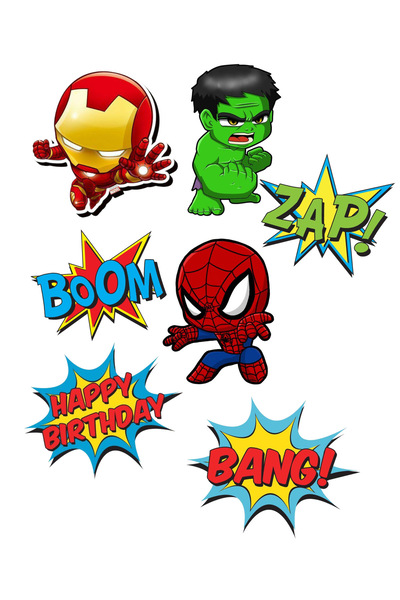 my party box Yenilebilir Marvel Süper Kahramanları Pasta Resim Baskısı
