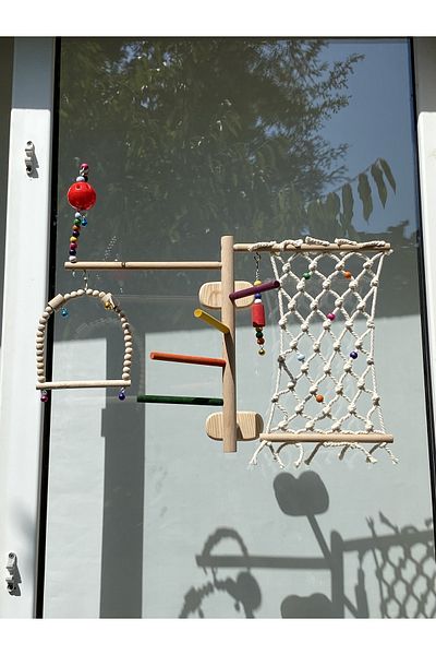 ADAPATİ PET Glass Play Track with Bird Toy (4 Suction Cups)