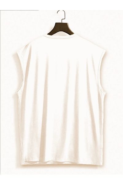 Machetta Men's Large Size White City Printed Oversize T-shirt