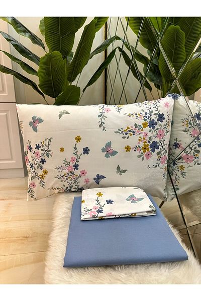 Özcan Ev Tekstil Life Single Sheet Pillow Set Indigo