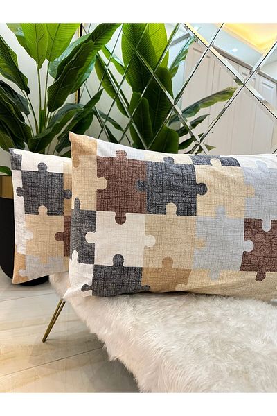 Özcan Ev Tekstil Gold Pillow Case Set of 2 100% Cotton