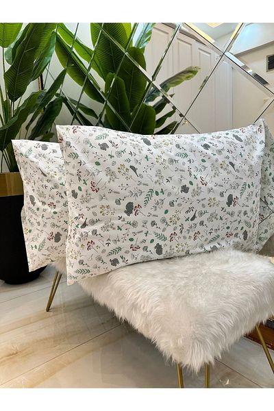 Özcan Ev Tekstil Gold Pillow Case Set of 2 100% Cotton