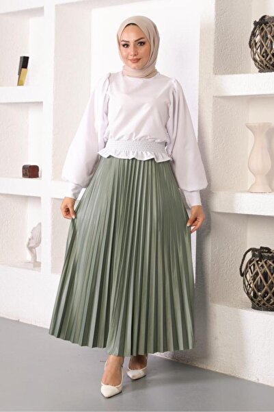 benguen 4538 Elastic Waist Pleated Hijab Skirt