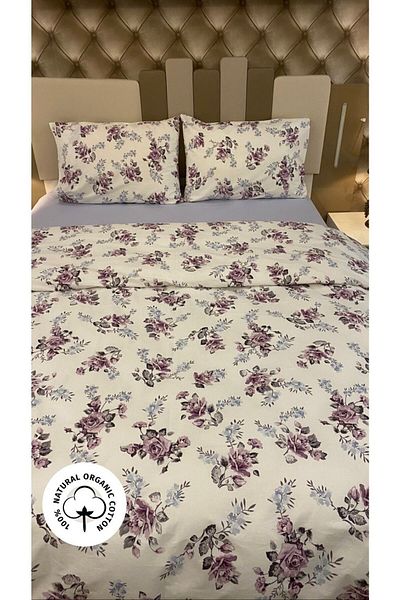 Özcan Ev Tekstil Gold 100% Cotton Double Duvet Cover - Pillowcase Set