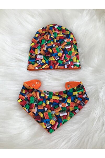 Koala Tasarım Bere Ve Önlük Takımı Lego Desenli Pamuk Penye Erkek Bebek