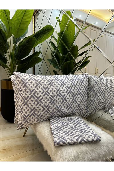 micoton Patterned Double 100% Cotton Non-Elastic Sheet and Pillowcase Set