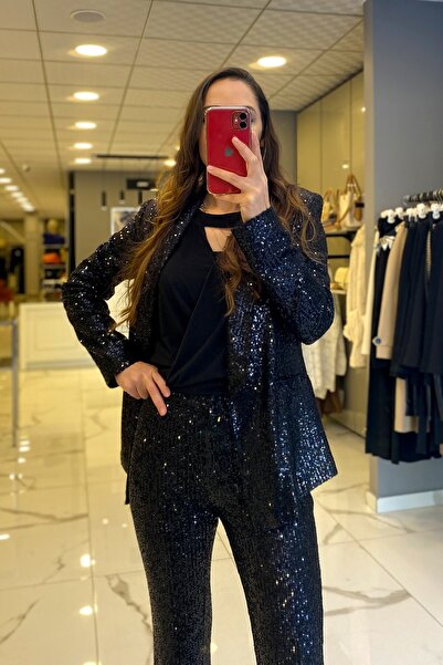 Vosse Ekol Siyah Payetli Cep Detaylı Ceket