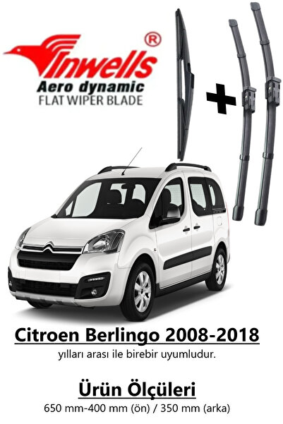 Inwells Citroen Berlingo Ön Ve Arka Aerodinamik Silecek Takımı