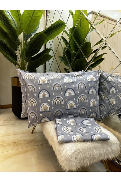 micoton Patterned Double 100% Cotton Non-Elastic Sheet and Pillowcase Set