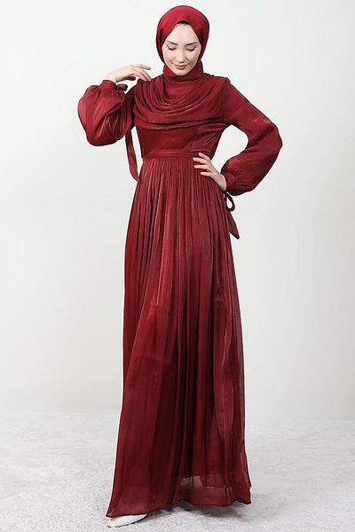 giz astore Öykü Hijab Dress Claret Red