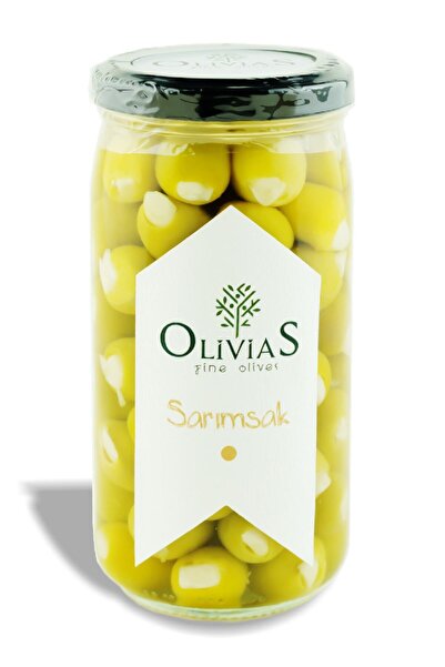 Olivias Fine Olives Sarımsak Dolgulu - Sarımsaklı Yeşil Zeytin 370 Cc (200-220 GR)