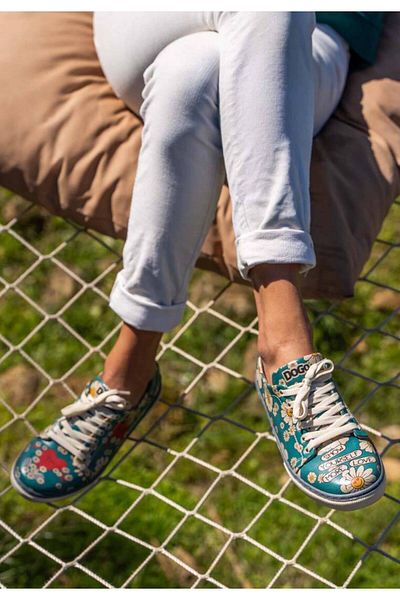Dogo Pantofi de damă din piele vegană turcoaz casual - Arată-ți propria dragoste Design mai mult