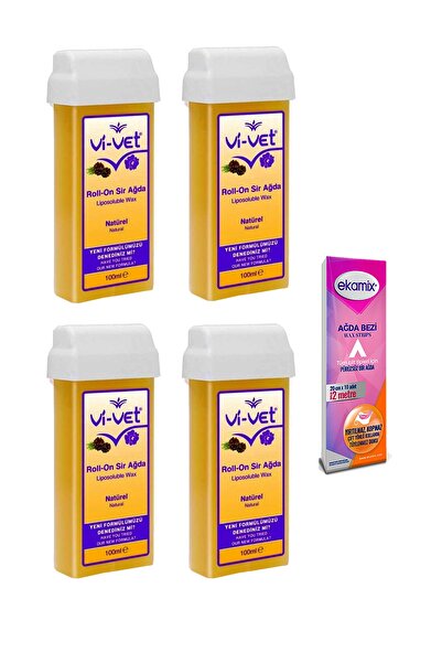 Vi-vet Vivet Kartuş Roll-on Naturel Ağda 100 Ml 4 Adet Ağda Bezi 2mt