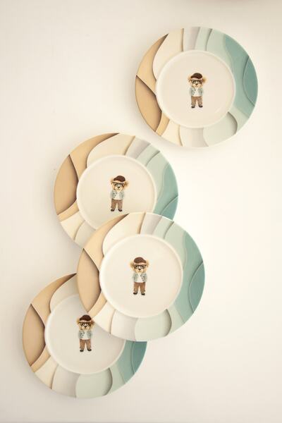 Bursa Porselen Dekor Teddy Bear Soft 4 Parça Servis Tabağı