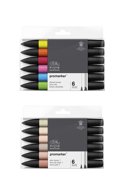Winsor Newton Promarker Pen Set Skin & Vibrant Tones 12 Pieces