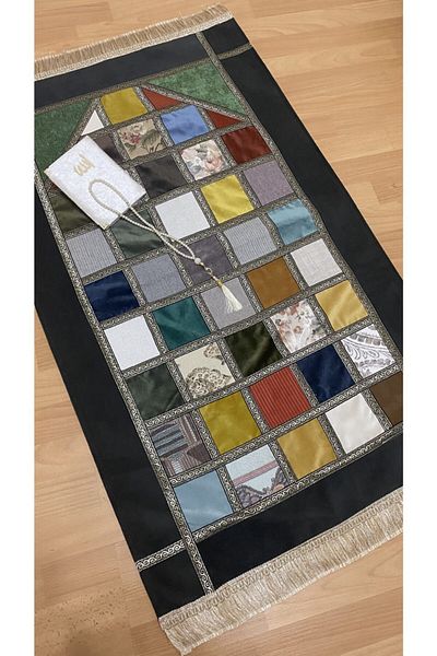 AYHANHOME Patchwork Patchwork Velvet 3-Piece Gift Dowry Bundle Prayer Rug Set