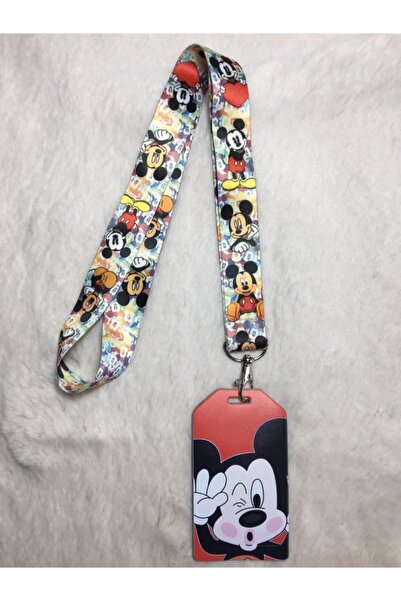 Hediyebum Pembe Mickey Mouse Boyun Askısı ve Dik Kartlık