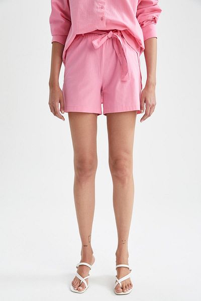 DeFacto Paperbag Belted Linen-Look Mini Shorts