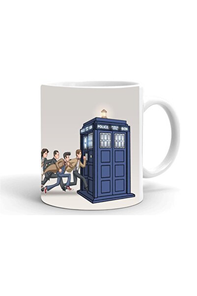 Genel Markalar Police Box Doctor Who Baskılı Seramik Beyaz Kupa