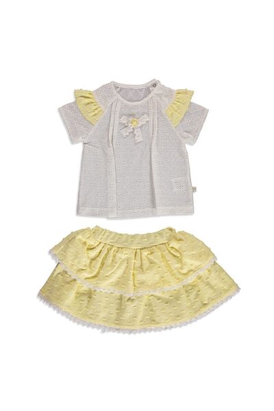 Mymio Yellow Bow and Snap Collar Short Sleeve Set for Baby Girl - Set of 2