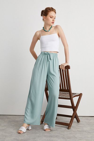 Bukamiss Women's Mint Viscose Woven Trousers