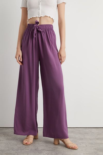 Bukamiss Women's Lilac Viscose Woven Trousers