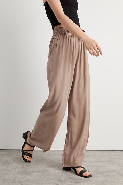 Bukamiss Women's Cream Viscose Woven Trousers