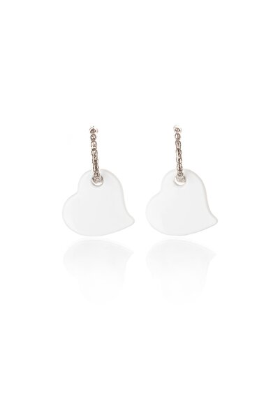 Leerybee Neon White Antiallergic Heart Earrings