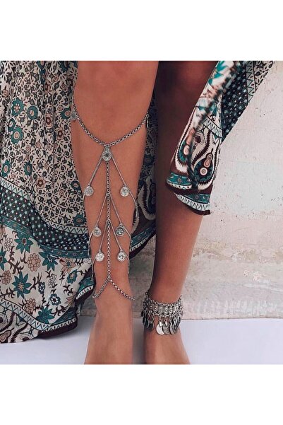 MisBoho Gümüş Renk Bohem Bacak Zinciri Ve Aksesuarı Troya