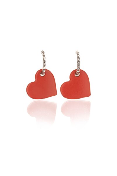 Leerybee Matte Red Color Antiallergic Heart Earrings