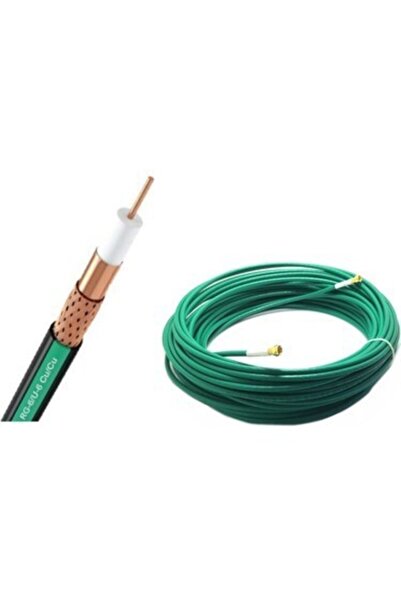 ETKA Uydu Kablosu 25 Metre Rg 6/u6 4k F Konnektörlü Koaksiyel Bakır Kablo Uydu, Tv Kablosu Yeşil