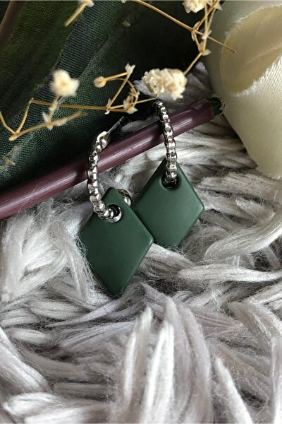 Leerybee Matte Khaki Color Antiallergic Tile Earrings