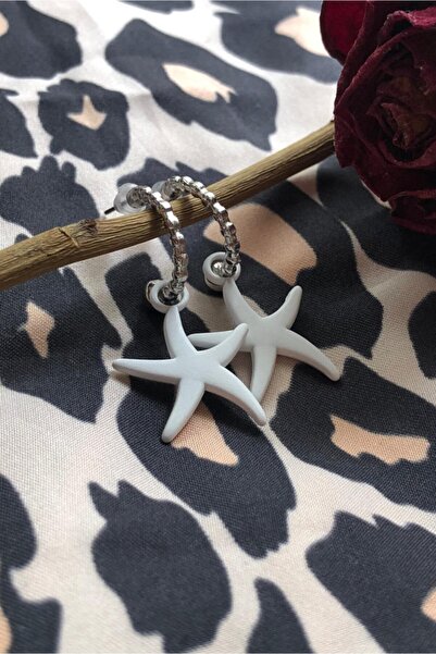 Leerybee Matte White Color Antiallergic Star Earrings