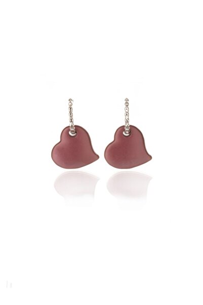 Leerybee Burgundy Color Antiallergic Heart Earrings